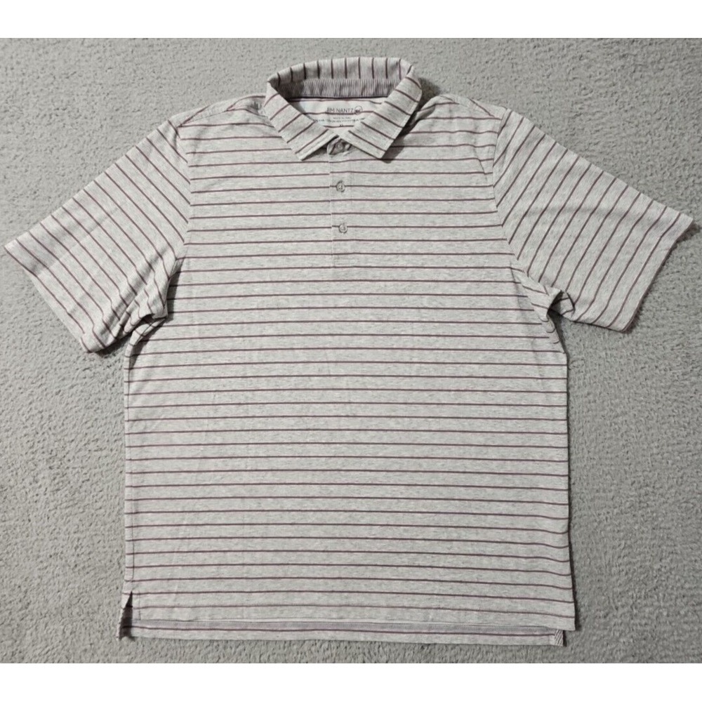 Vineyard Vines Jim Nantz Polo Shirt XL Gray Purple Striped Performance‎ Mens